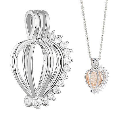 1шт. 925 подвески из стерлингового серебра с бусинами в форме клетки, подвески в виде полой клетки-капли, родий