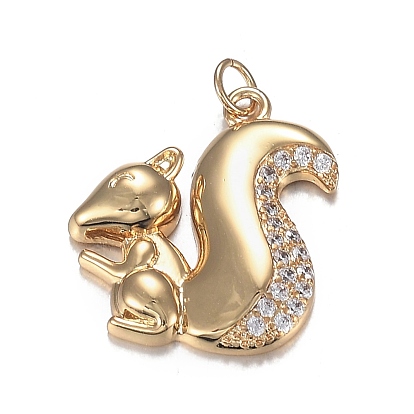 Осенняя тема латунь микро прозрачные подвески с кубическим цирконием, долговечный, форма белки