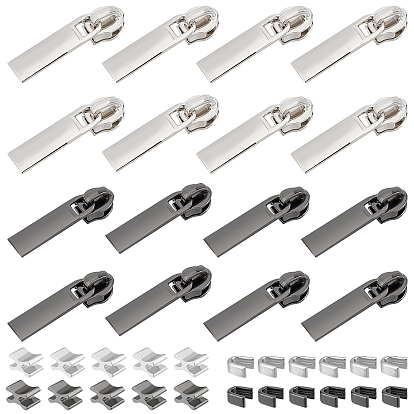 28Pcs Alloy Replacement Zipper Sliders, with 28 Sets Brass Zipper Stopper and Plug, for Luggage Suitcase Backpack Jacket Bags Coat
