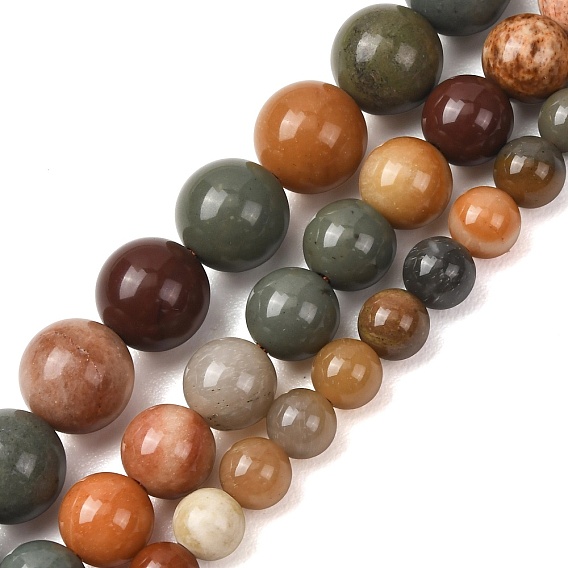 Natural Gobi Agate Mongolia Colorful Jade Beads Strands, Smooth Round