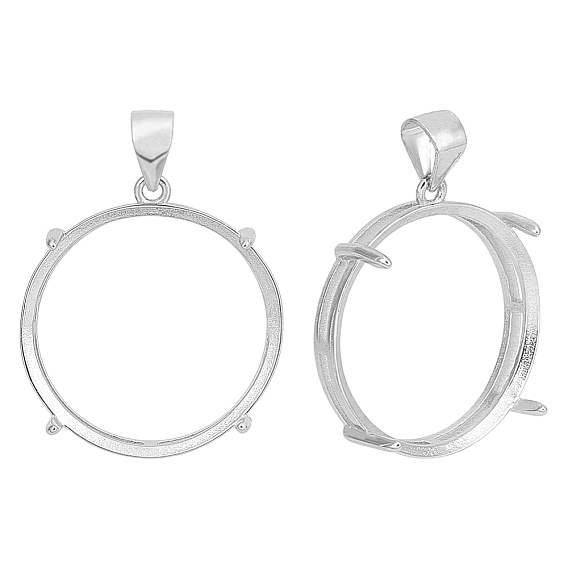 2 шт. 925 подвеска из стерлингового серебра с кабошоном, настройки открытой спины, плоско-круглые