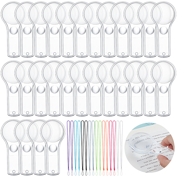 120шт. пластиковая лупа, с 120шт. нейлоновым держателем для карт и шнурком