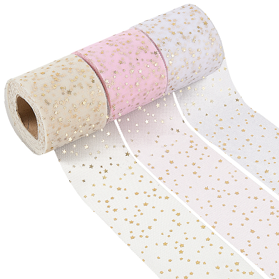 3 рулоны 3 цветные полиэстеровые органзовые ленты для шитья и декорирования, с блеском порошок