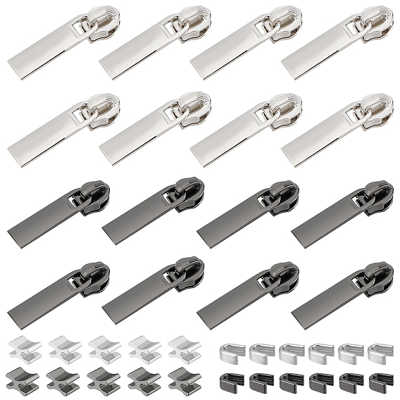 28Pcs Alloy Replacement Zipper Sliders, with 28 Sets Brass Zipper Stopper and Plug, for Luggage Suitcase Backpack Jacket Bags Coat