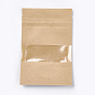 Sac kraft en papier à fermeture à glissière, petite pochette en papier kraft, sacs refermables, avec fenêtre