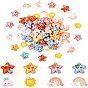 80Pcs 8 Style Resin Cabochons, Star with Bowknot & Flower, Rainbow, Sun with Bowknot