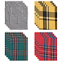 32Pcs 4 Colors Polyester Iron on Cloth Patches, Clothing Repair Patches, Appliques, Rectangle with Tartan