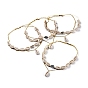 2 Layered Necklaces, with Cowrie Shell Beads, Waxed Polyester Cord, Golden Plated Brass Cable Chains and 304 Stainless Steel Lobster Claw Clasps