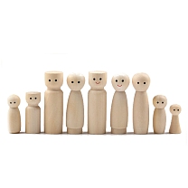 Unfertige Puppen aus Holz, Holzpflock mit aufgedruckten Augen, für kreative Kindermalerei Bastelspielzeug