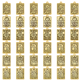 36 шт 6 подвески из сплава в тибетском стиле, прямоугольник с шармом Таро