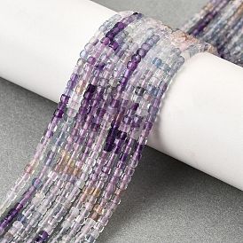 Природного флюорита бисер нитей, градиент цвета, класс АА, граненые, бусины-кубы с настольной огранкой