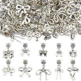 60 Stück 10 Stil Legierung Bowknot europäischen baumeln Charms, mit Legierung-Zubehör