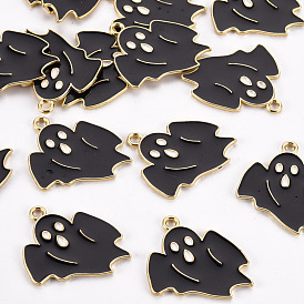 Placage de crémaillère pendentifs en alliage d'émail respectueux de l'environnement, thème de l'Halloween, sans cadmium et sans plomb, or et de lumière, fantôme