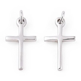 Rhodium Plated 925 Sterling Silver Religion Cross with 925 Stamp & Jump Rings