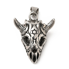 304 Stainless Steel Pendants, Goat Head with Star of David