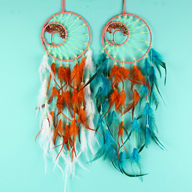 Woven Net/Web with Feather  Suncatchers, Hanging Pendant Decorations, Luminous Glow in the Dark