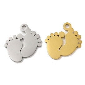 304 Stainless Steel Charms, Laser Cut, Footprint Charm
