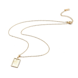304 Stainless Steel Rectangle Pendant Necklace with Box Chains for Women, Golden