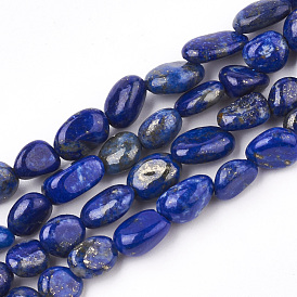 Natural Lapis Lazuli Beads Strands, Tumbled Stone, Nuggets