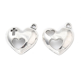 Подвески из сплава , выдолбленное сердце, крест прелести