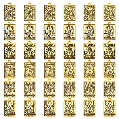 36 шт 6 подвески из сплава в тибетском стиле, прямоугольник с шармом Таро