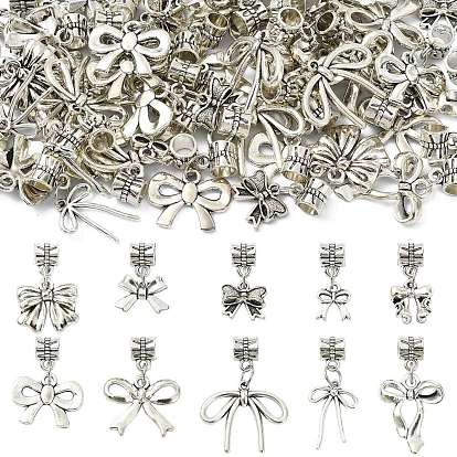 60 Stück 10 Stil Legierung Bowknot europäischen baumeln Charms, mit Legierung-Zubehör