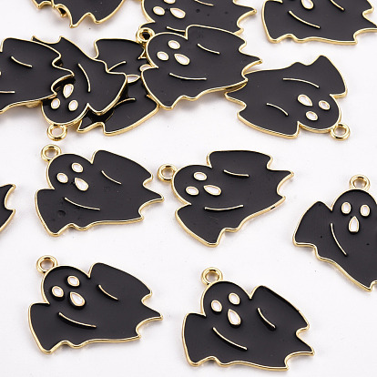 Placage de crémaillère pendentifs en alliage d'émail respectueux de l'environnement, thème de l'Halloween, sans cadmium et sans plomb, or et de lumière, fantôme