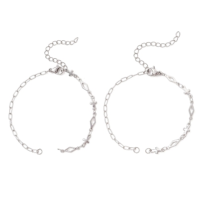 304 Изготовление браслета из ромбовидной цепочки из нержавеющей стали, с 304 из нержавеющей стали Lobster Claw застежками, не тускнеет