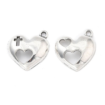 Подвески из сплава , выдолбленное сердце, крест прелести