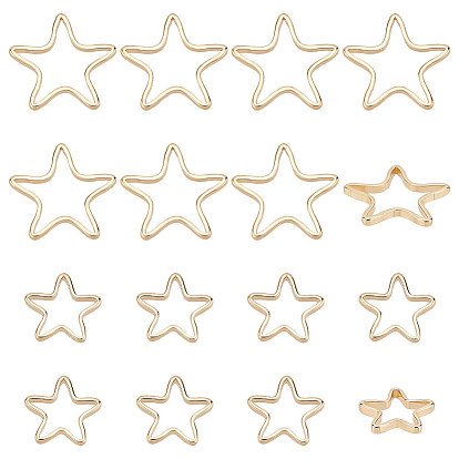 32шт 2 латунные соединительные кольца, реальный 14 k позолоченный