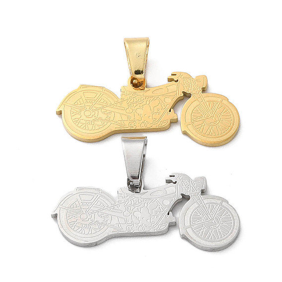 201 Stainless Steel Pendants, Laser Cut, Motorbike Charm