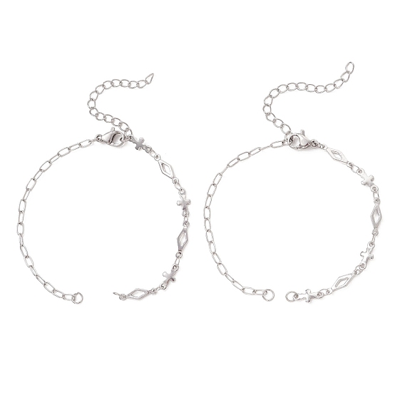 304 Изготовление браслета из ромбовидной цепочки из нержавеющей стали, с 304 из нержавеющей стали Lobster Claw застежками, не тускнеет