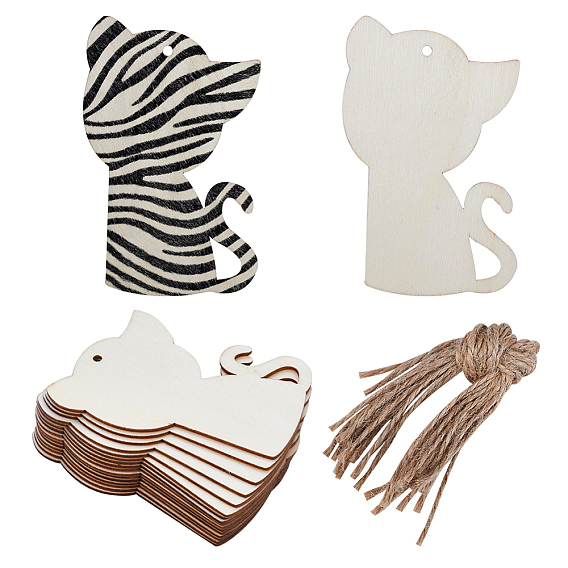 Тема животных незаконченные пустые деревянные подвески набор для рисования искусство, пирография, домашнего декора, с джутовым шнуром
