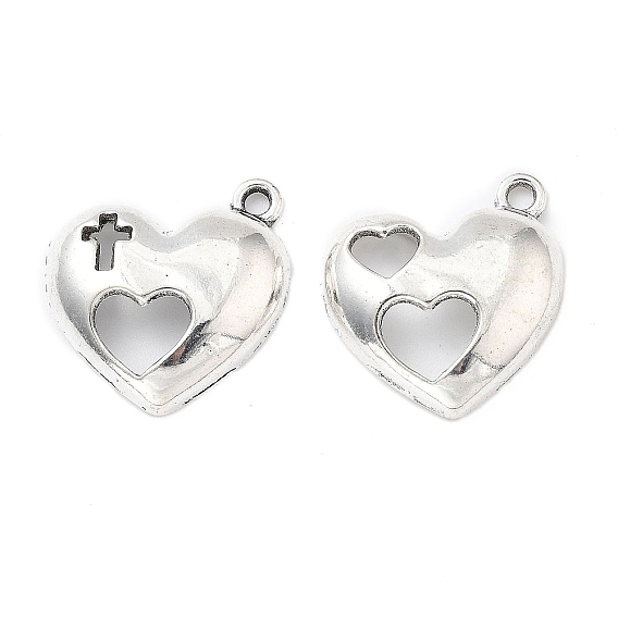 Подвески из сплава , выдолбленное сердце, крест прелести
