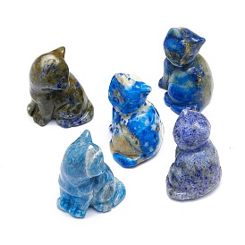 Natural Gemstone Sculpture Display Decorations, for Home Office Desk, Cat