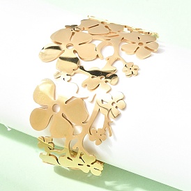 304 женские браслеты-манжеты из нержавеющей стали, цветок