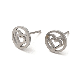 304 boucles d'oreille en acier inoxydable, coeur creux
