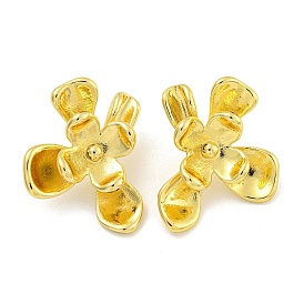 Rack Plating Flower Brass Stud Earrings, Cadmium Free & Lead Free