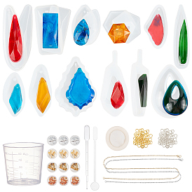 Olycraft DIY Necklaces Makings, with Pendant Silicone Molds, Brass Cable Chains Necklace, Tinfoil, Iron Jump Rings, Iron Jump Rings, Plastic Measuring Cup & Stirring Rod & Pipettes