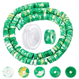 SUNNYCLUE DIY Stretch Bracelets Making Kits, Including 1 Strand Disc Natural Ore Beads Strands and 1 Roll Strong Stretchy Beading Elastic Thread