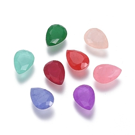 K9 Glass Rhinestone Cabochons, Pointed Back, Faceted, Teardrop