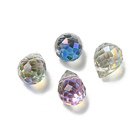 Electroplate Glass Beads, Faceted, Half Rainbow Plated, Teardrop