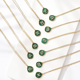 304 ожерелья с подвесками в виде созвездий из нержавеющей стали с микропаве из кубического циркония, с синтетическим малахита, золотые