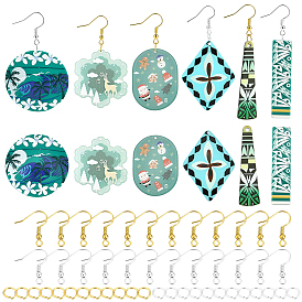 DIY Earring Making Kit, Including 3D Printed Acrylic Pendants, Iron Earring Hooks, Iron Open Jump Rings
