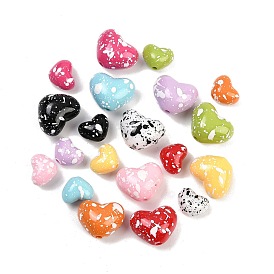 Непрозрачные акриловые бусины, окрашенные распылением, сердце