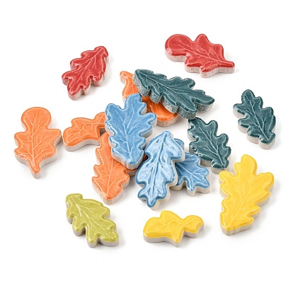 Cabochons de porcelaine manuels, carreaux de mosaïque en céramique, feuille