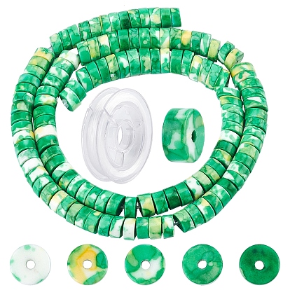 DIY Stretch Bracelets Making Kits, Including 1 Strand Disc Natural Ore Beads Strands and 1 Roll Strong Stretchy Beading Elastic Thread