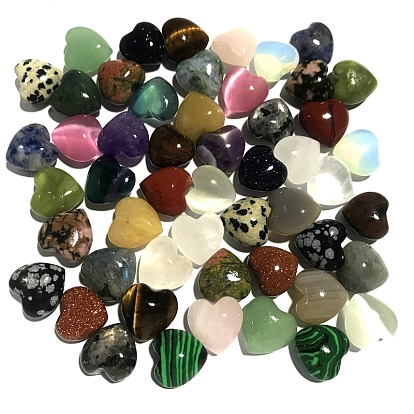Natural & Synthetic Mixed Stone Heart Display Decorations, Figurine Home Decoration