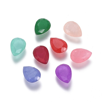 K9 Glass Rhinestone Cabochons, Pointed Back, Faceted, Teardrop