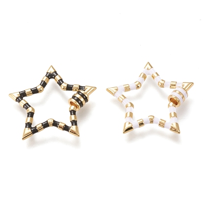 Латунные подвески с карабином, с эмалью, для изготовления ожерелий, долговечный, звезда, золотые